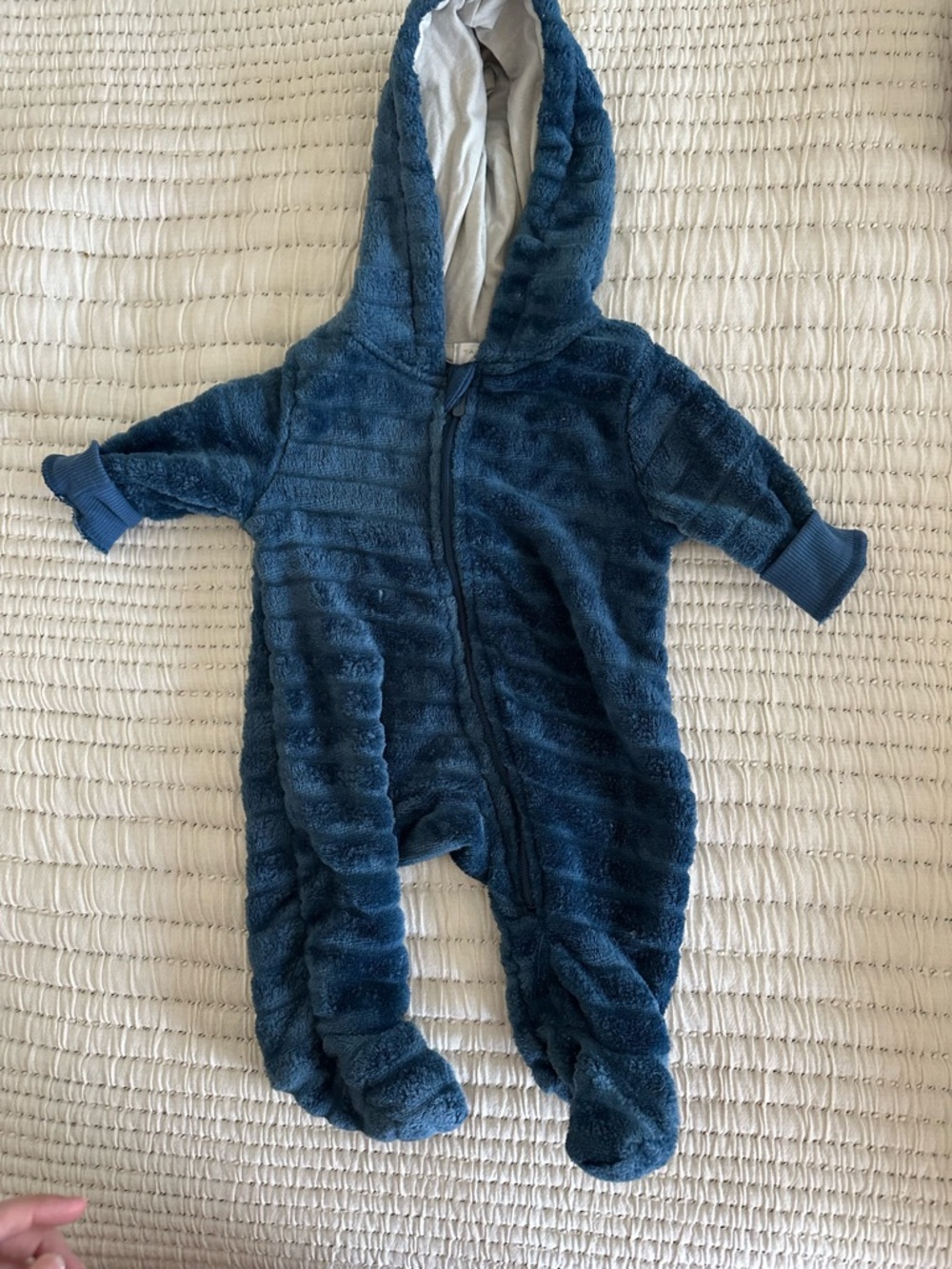 Tahari Deep Navy Plush Hooded Footed One-Piece
